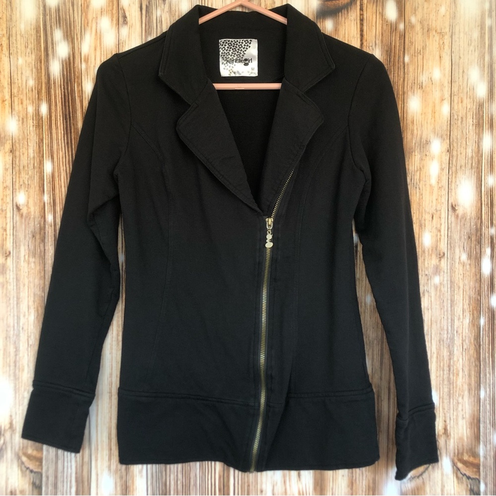 kensiegirl Black Long Sleeve Zip Blazer Jacket Size Medium